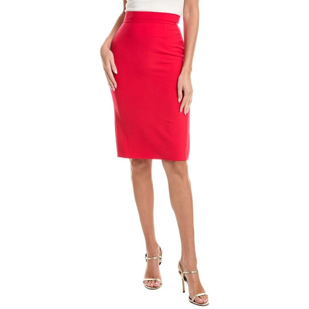 Oscar De La Renta Womens Wool-Blend Pencil Skirt, Pink